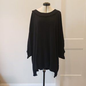 White Birch Linen/Rayon Black Dress with Distressed Hem Size 2XL